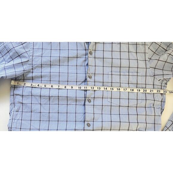 Ermenegildo Zegna Shirt Mens Long Sleeve Button Up Blue Tan Windowpane Size L - Picture 7 of 9